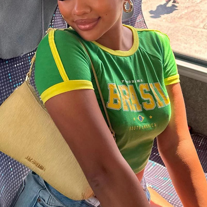 Retro Brazil Crop Tee