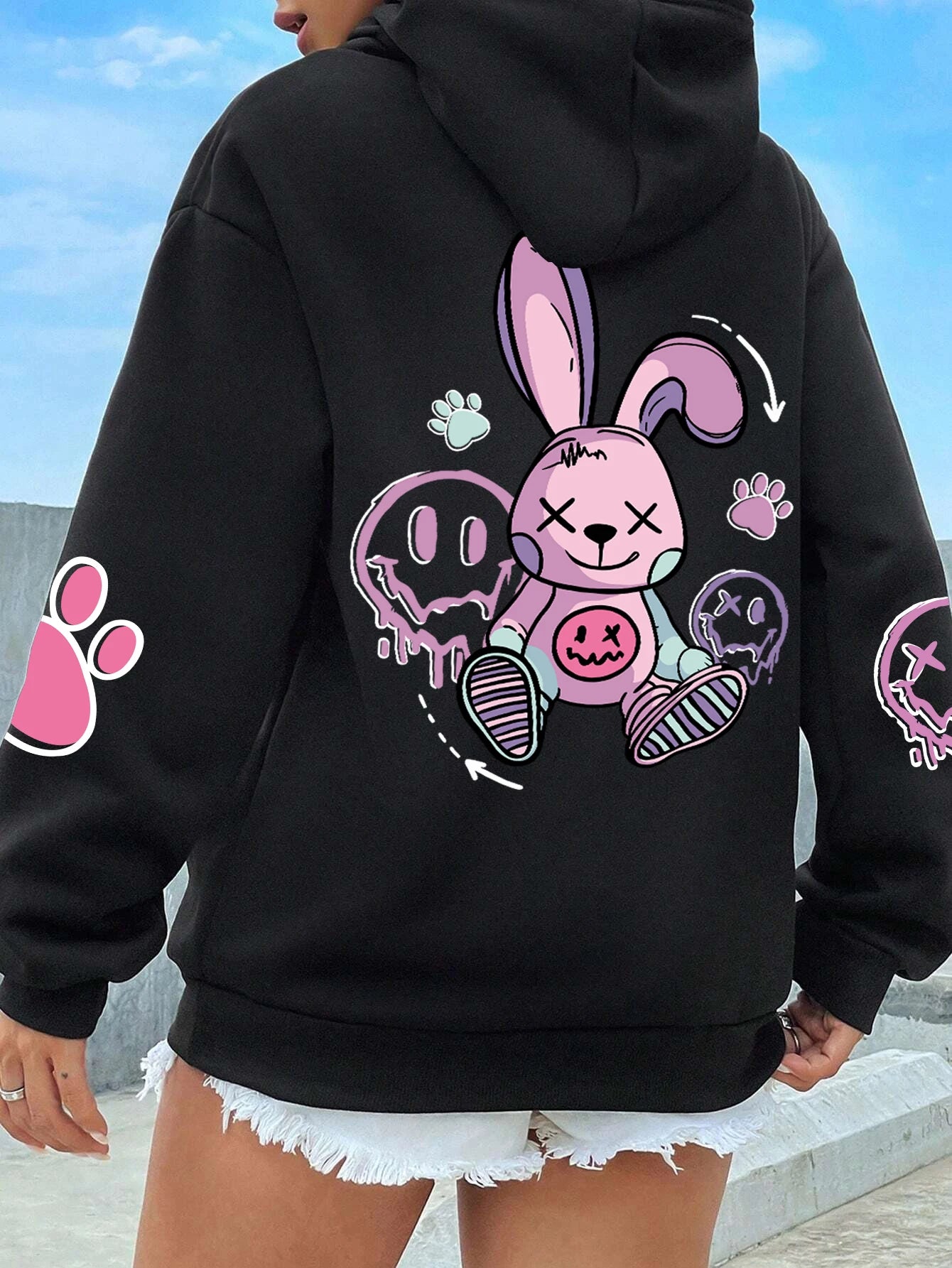 Oversized Hip Hop Print Hoodie