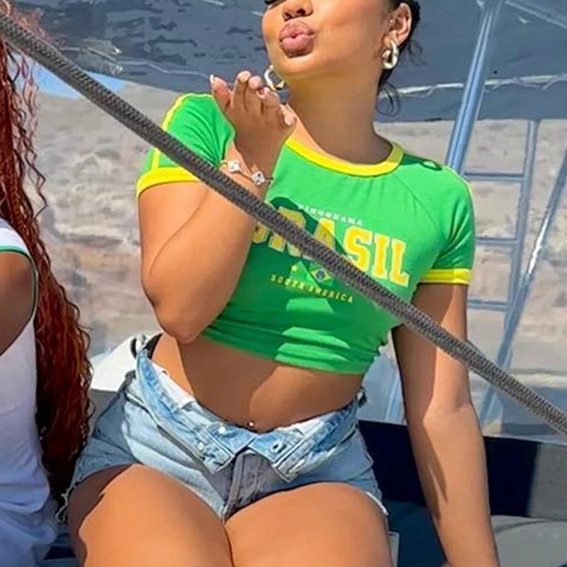Retro Brazil Crop Tee
