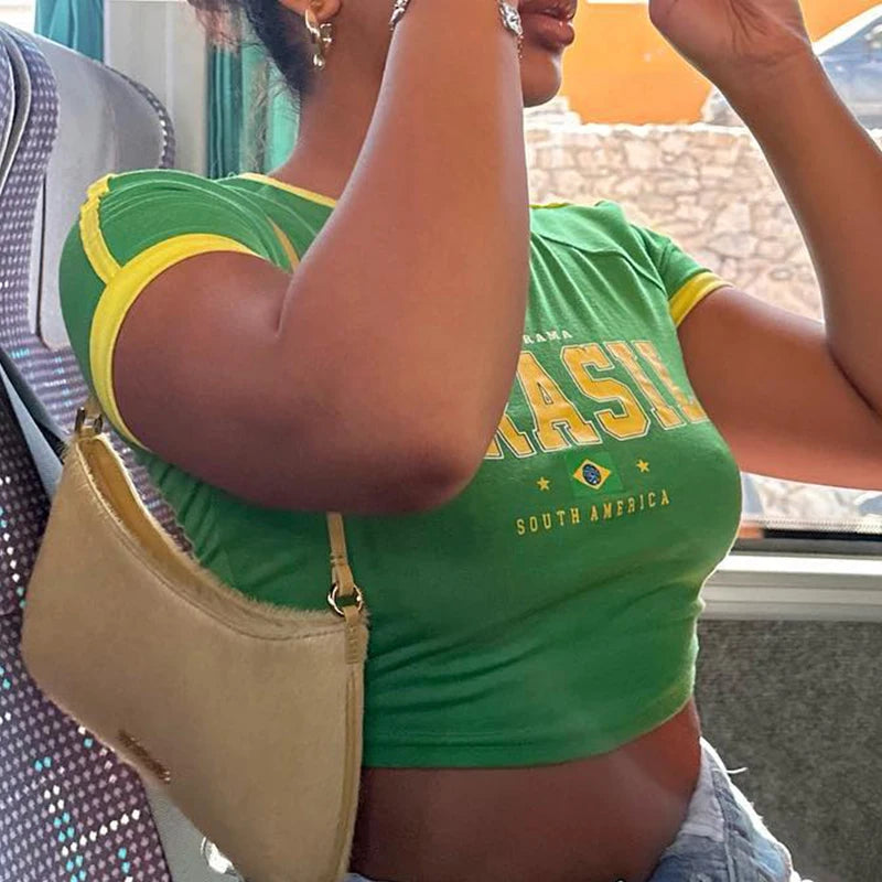 Retro Brazil Crop Tee